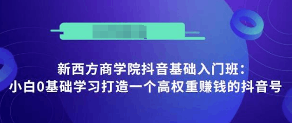 抖音基础入门班：小白0基础学习打造一个高权重赚钱的抖音号-阿灿说钱