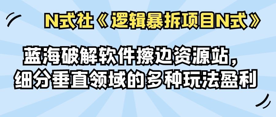 蓝海破解软件擦边资源站，细分垂直领域的多种玩法