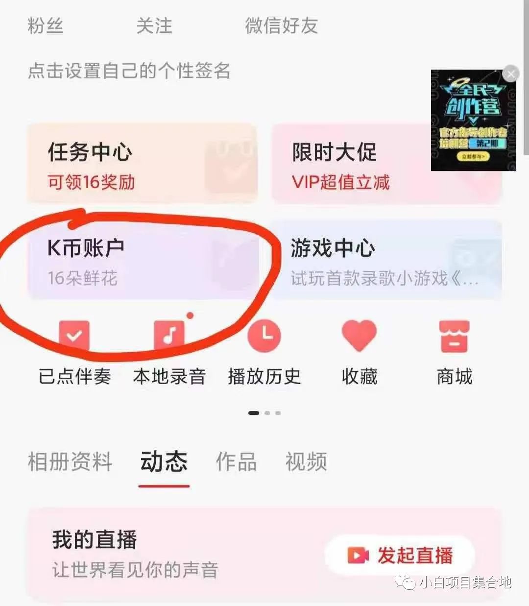 全民k歌 适合新手看完直接可落地的小项目（单号20元）-阿灿说钱