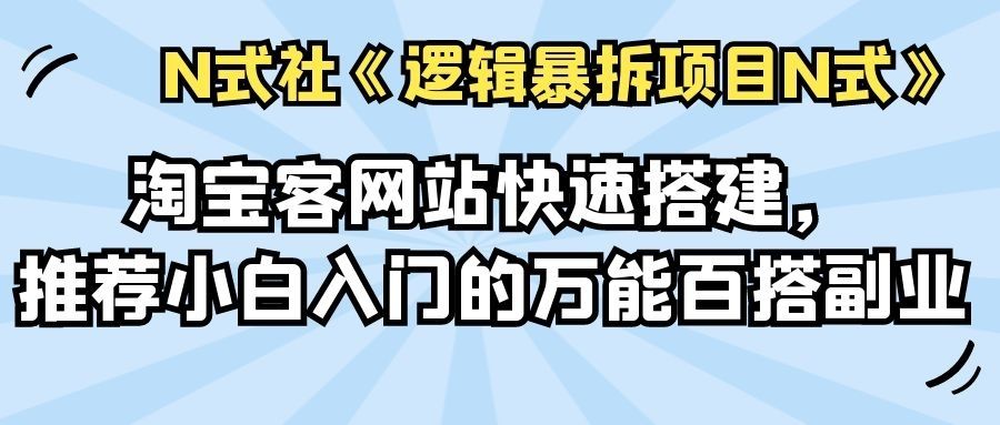 倪尔昂逻辑暴拆项目N式之14：淘宝客网站快速搭建，推荐小白入门的万能百搭副业-阿灿说钱