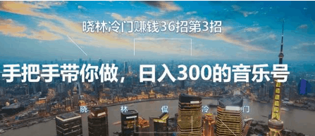 晓林冷门赚钱36招第3招，手把手带你做，日入300的音乐号【视频课程】-阿灿说钱