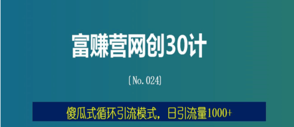 傻瓜式循环引流模式，日引流量1000+【富赚营网创30计024】-阿灿说钱