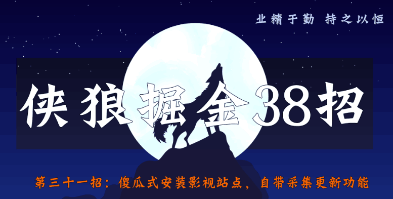 傻瓜式安装影视站点，自带采集更新功能【侠狼掘金38招第31招】-阿灿说钱