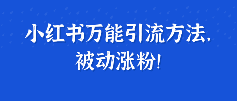 小红书万能引流方法，被动涨粉！【视频教程】-阿灿说钱