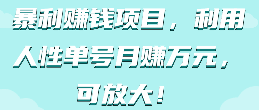 暴利赚钱项目，利用人性单号月赚万元，可放大！【视频教程】-阿灿说钱