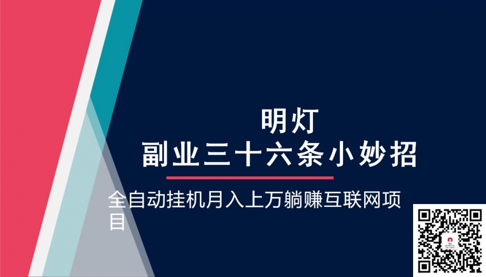 明灯副业三十六条小妙招之第19招全自动挂机月入上万躺赚互联网-阿灿说钱