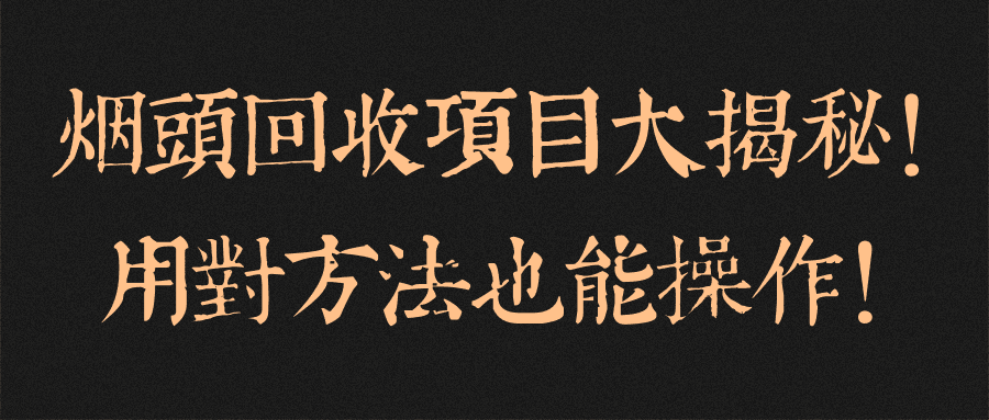 烟头回收项目大揭秘！用对方法也能操作！【视频教程】-阿灿说钱