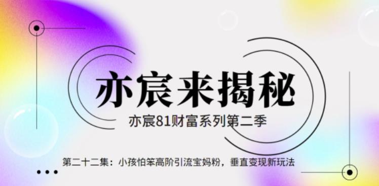 亦宸财富81系列第2季第22集：小孩怕笨高阶引流宝妈粉，垂直变现新玩法-阿灿说钱