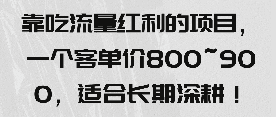 靠吃流量红利的项目，一个客单价800~900，适合长期深耕！【视频教程】