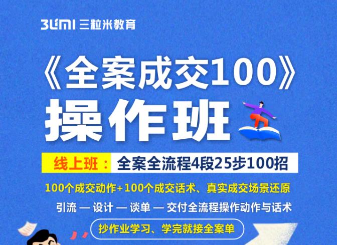 《全案成交100》全案全流程4段25步100招，操作班