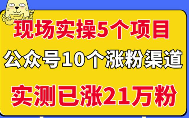 现场实操5个公众号项目，10个涨粉渠道，实测已涨21万粉-阿灿说钱