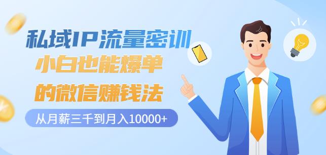 小白也能爆单的微信赚钱法密训，私域IP流量从月薪三千到月入10000+-阿灿说钱
