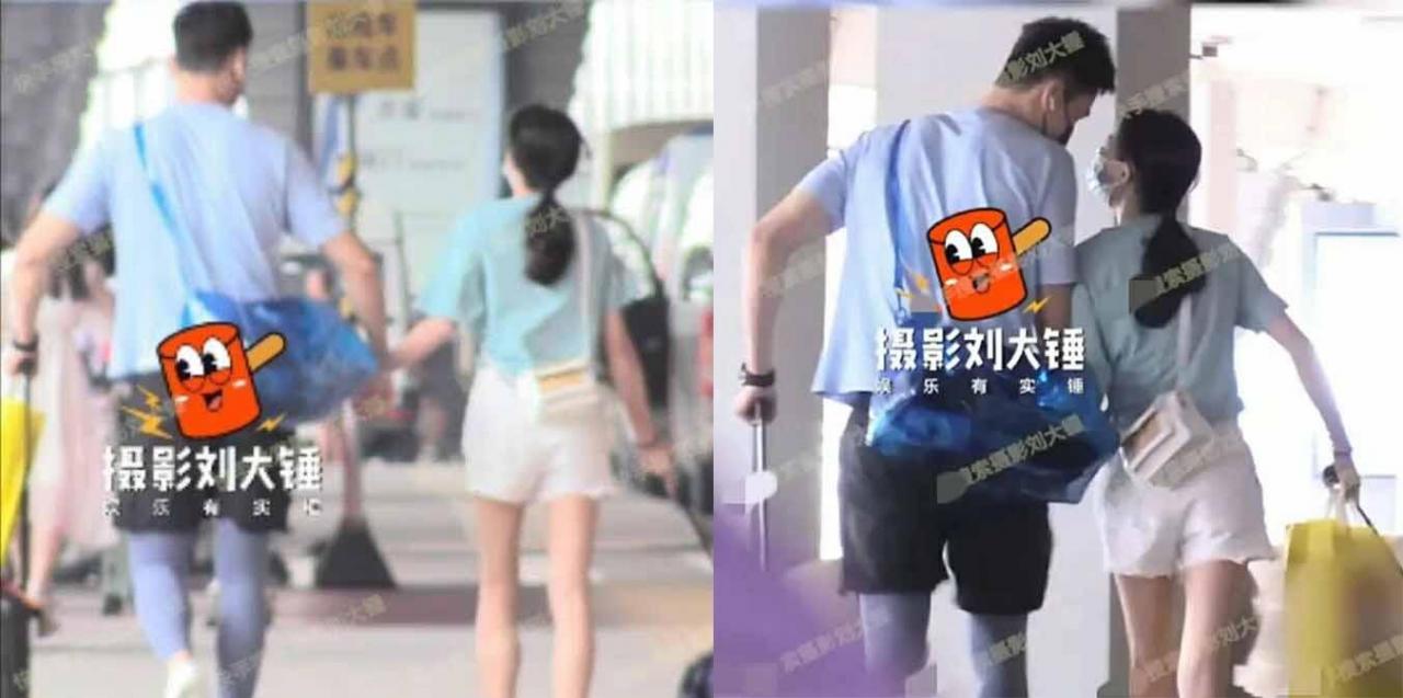 孙杨与张豆豆牵手回老家，牵手同行举止亲密，女方无名指戒指好显眼