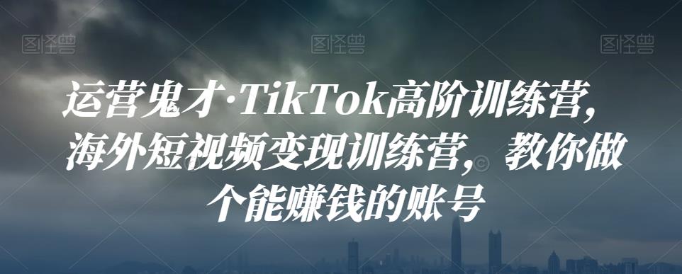 TikTok高阶训练营，海外短视频变现训练营，教你做个能赚钱的账号