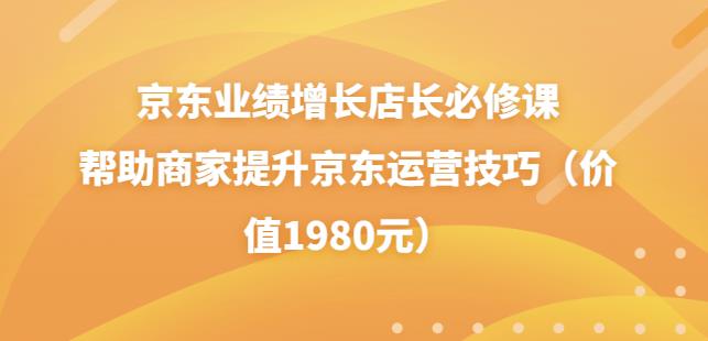 京东业绩增长店长必修课：帮助商家提升京东运营技巧（价值1980元）-阿灿说钱