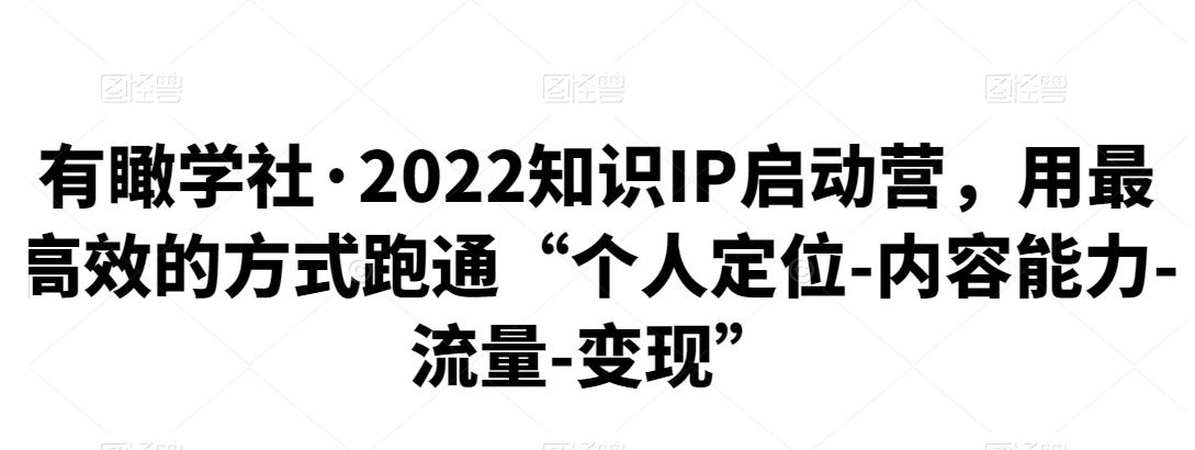 2022知识IP启动营，用最高效的方式跑通“个人定位-内容能力-流量-变现”-阿灿说钱