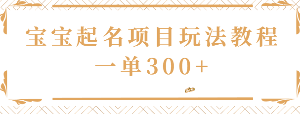 宝宝起名项目玩法教程，一单300+，初中生都能做的项目【视频教程】-阿灿说钱