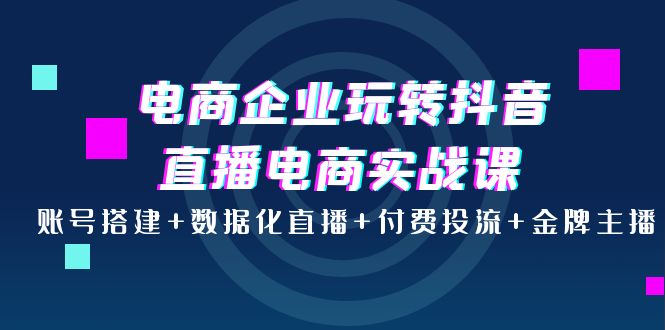 电商企业玩转抖音直播电商实战课：账号搭建+数据化直播+付费投流+金牌主播-阿灿说钱