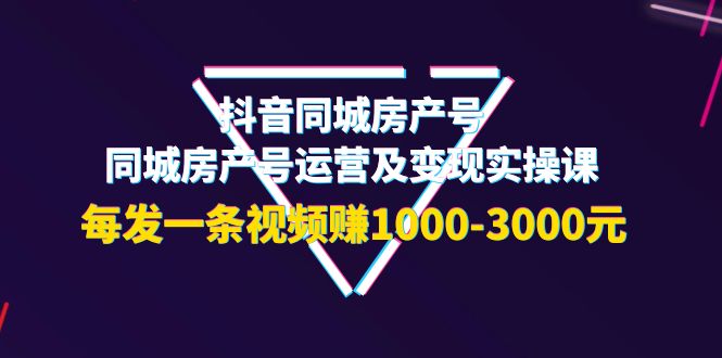 抖音同城房产号，同城房产号运营及变现实操课，每发一条视频赚1000-3000元-阿灿说钱