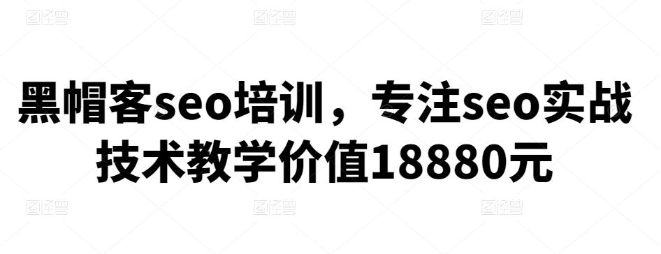 黑帽客seo培训，专注seo实战技术教学价值18880元-阿灿说钱