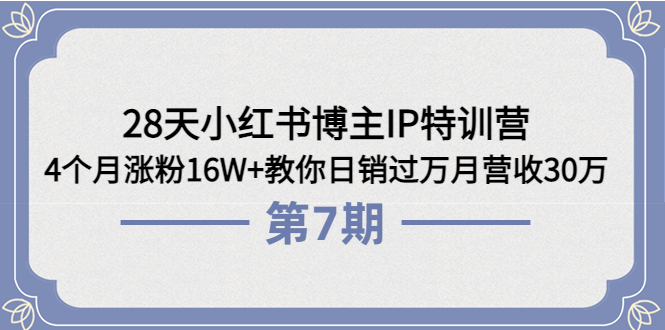 28天小红书博主IP特训营《第6+7期》4个月涨粉16W+教你日销过万月营收30万-阿灿说钱