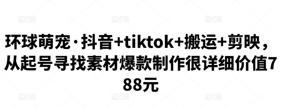 图片[1]-百万粉丝博主·抖音+tiktok+搬运+剪映，从起号寻找素材爆款制作很详细价值788元-阿灿说钱