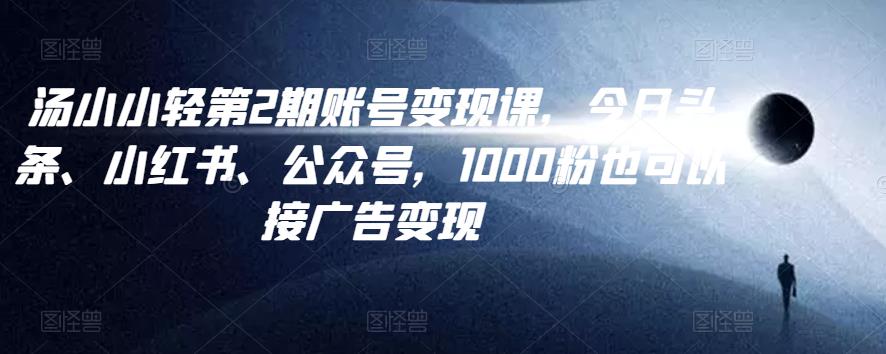 图片[1]-汤小小账号变现课第2期，今日头条、小红书、公众号，1000粉也可以接广告变现-阿灿说钱