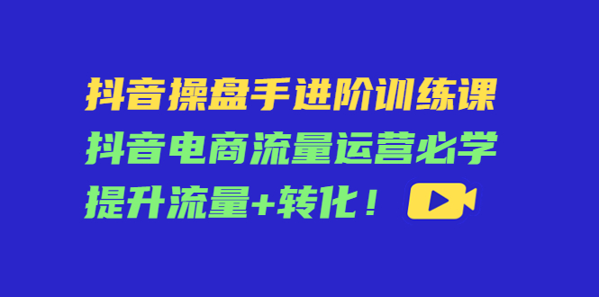 抖音操盘手进阶训练课：抖音电商流量运营必学，提升流量+转化！-阿灿说钱