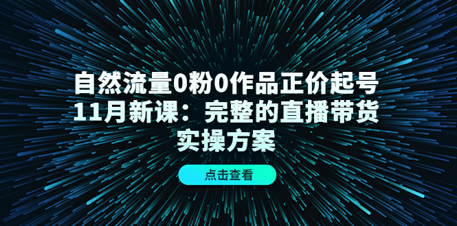 自然流量0粉0作品正价起号11月新课：完整的直播带货实操方案！-阿灿说钱