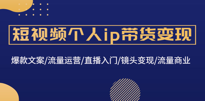 短视频个人ip带货变现：爆款文案/流量运营/直播入门/镜头变现/流量商业-阿灿说钱