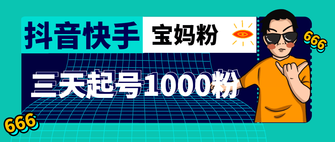 抖音快手三天起号涨粉1000宝妈粉丝的核心方法【详细玩法教程】-阿灿说钱