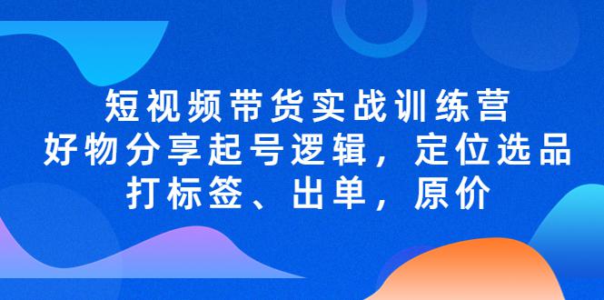 短视频带货实战训练营，好物分享起号逻辑，定位选品打标签、出单，原价-阿灿说钱