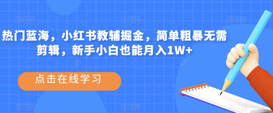 热门蓝海，小红书教辅掘金，简单粗暴无需剪辑，新手小白也能月入1W 【揭秘】