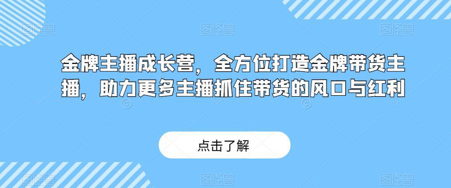 图片[1]-金牌主播成长营：打造带货高手，紧跟直播带货风口（29节课）-阿灿说钱