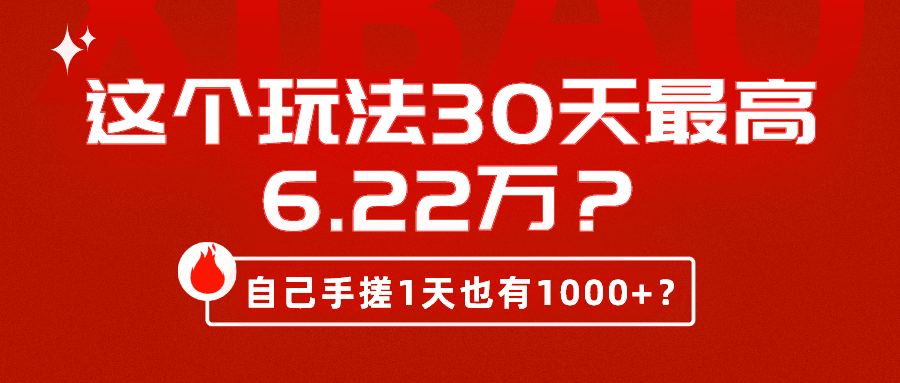 这个玩法30天最高6.22万？自己手搓1天也有1000+？-阿灿说钱