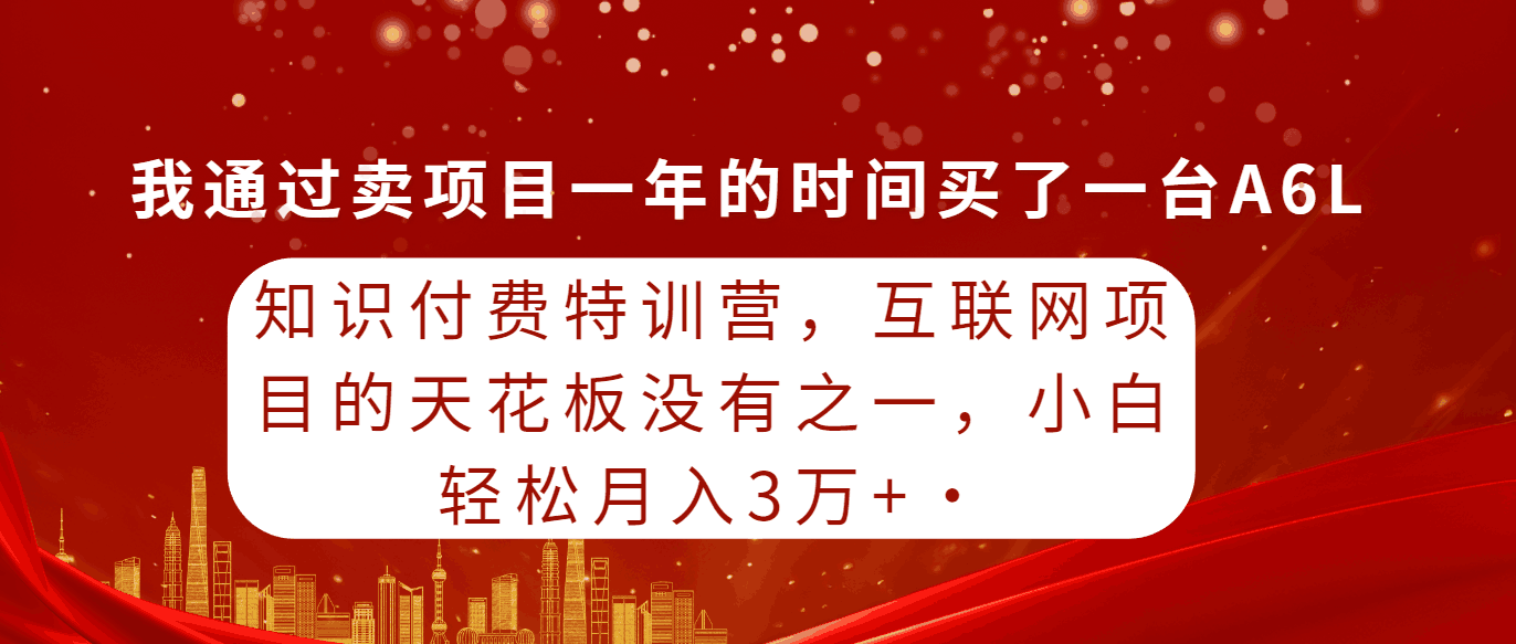 图片[1]-2024玩转知识付费特训，互联网项目的天花板没有之一，小白轻轻松松月入30000+-阿灿说钱