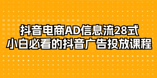 图片[1]-抖音电商玩法-AD信息流 28式，小白必看的抖音广告投放课程-29节-阿灿说钱