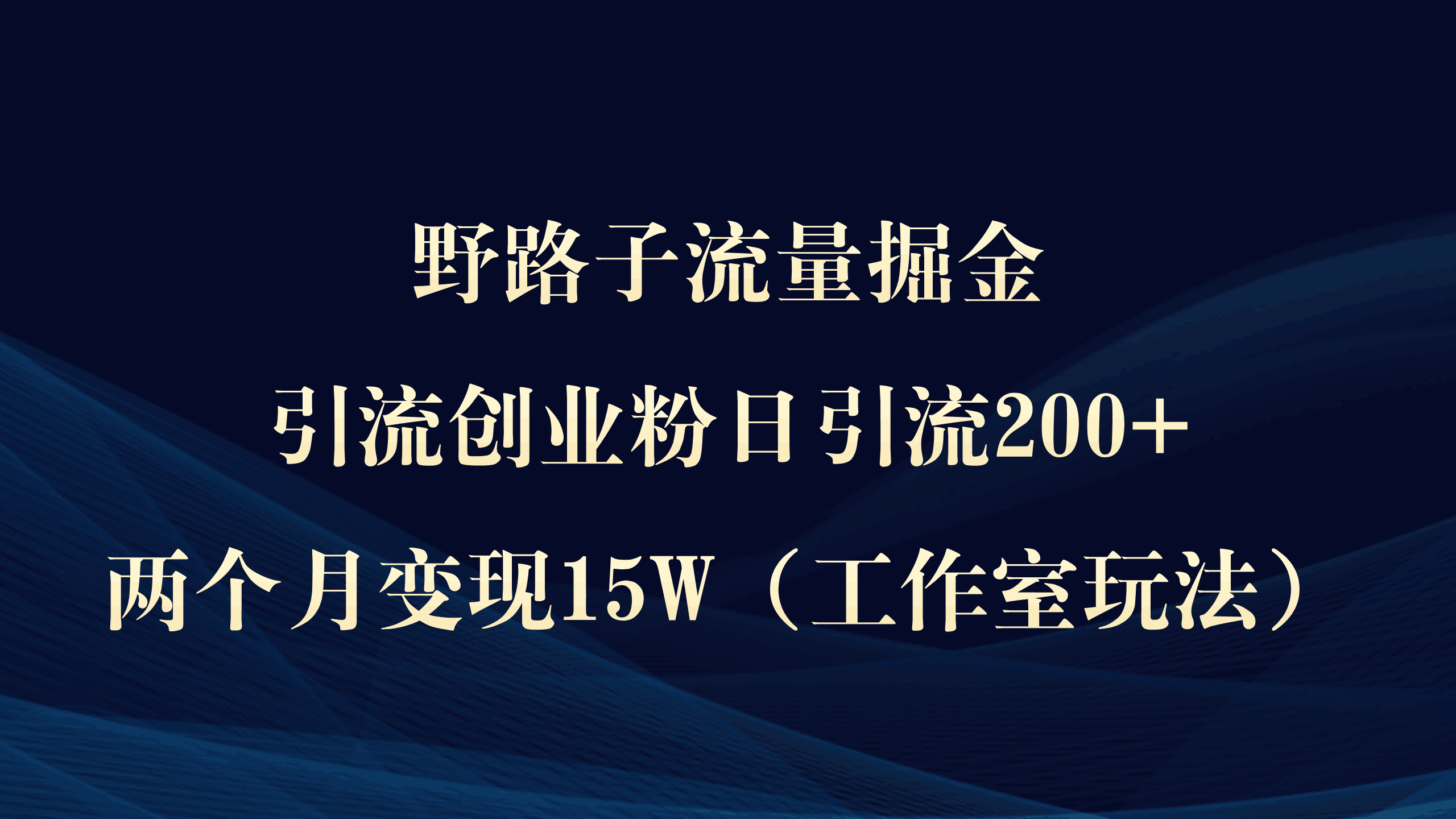 图片[1]-野路子流量掘金，引流创业粉日引流200+，两个月变现15W（工作室玩法））-阿灿说钱