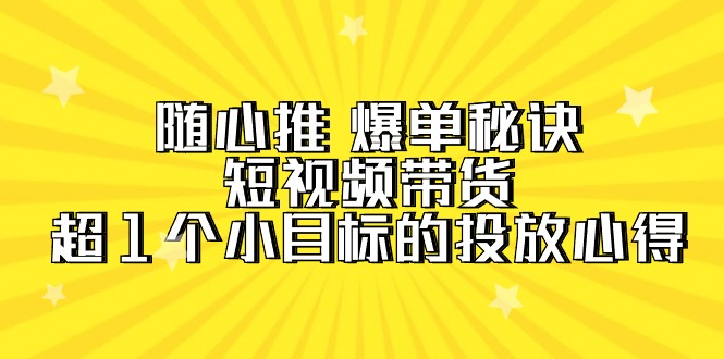 图片[1]-随心推 爆单秘诀，短视频带货-超1个小目标的投放心得（7节视频课）-阿灿说钱