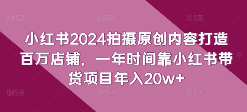 小红书2024拍摄原创内容打造百万店铺，一年时间靠小红书带货项目年入20W+ -1