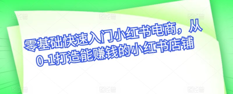 小红书电商实战宝典：从开店到爆款，轻松实现月入过万_抖汇吧