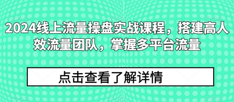 2024线上流量操盘实战课程，搭建高人效流量团队，掌握多平台流量 -1