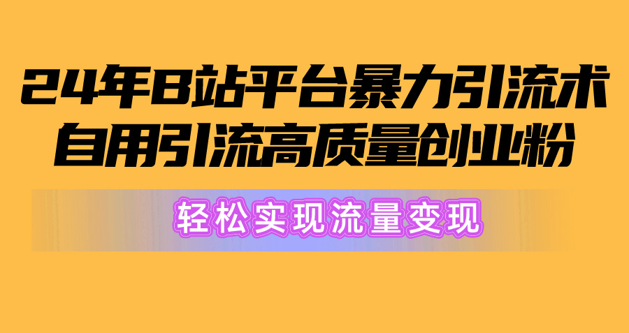 图片[1]-2024年B站引流高质量创业粉：从搬运到变现，，轻松实现流量变现！-阿灿说钱