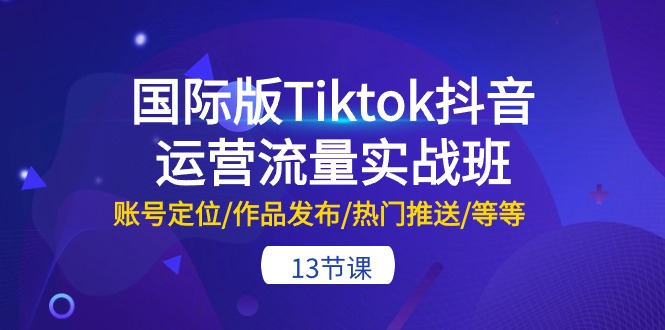 图片[1]-国际版Tiktok抖音运营流量实战班：账号定位/作品发布/热门推送/等等-13节-阿灿说钱