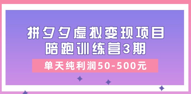 图片[1]-某收费培训《拼夕夕虚拟变现项目陪跑训练营3期》单天纯利润50-500元-阿灿说钱