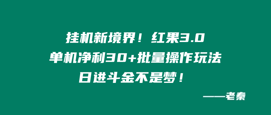 挂机新境界！红果3.0，单机净利30+批量操作玩法，日进斗金不是梦-阿灿说钱