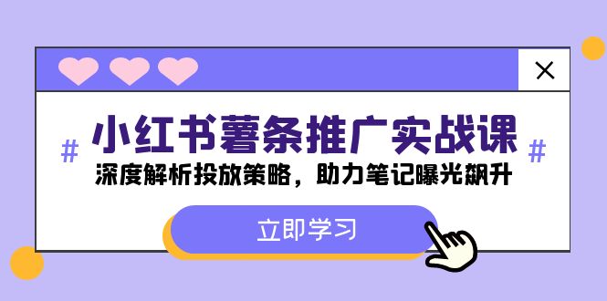 图片[1]-小红书-薯 条 推 广 实战课：深度解析投放策略，助力笔记曝光飙升-阿灿说钱