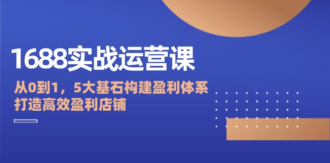 图片[1]-1688实战运营课：从0到1，5大基石构建盈利体系，打造高效盈利店铺-阿灿说钱