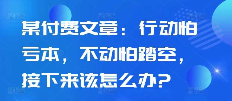 某付费文章：行动怕亏本，不动怕踏空，接下来该怎么办? -1