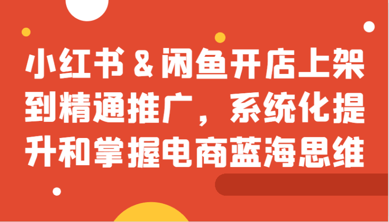 小红书&闲鱼开店上架到精通推广，系统化提升和掌握电商蓝海思维 -1